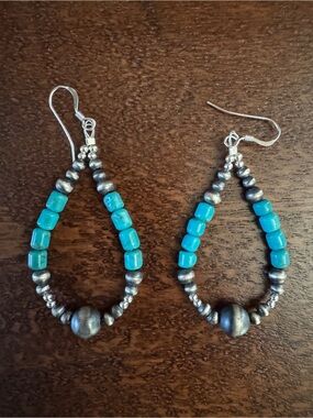 Turquoise Beaded Teardrop Earrings